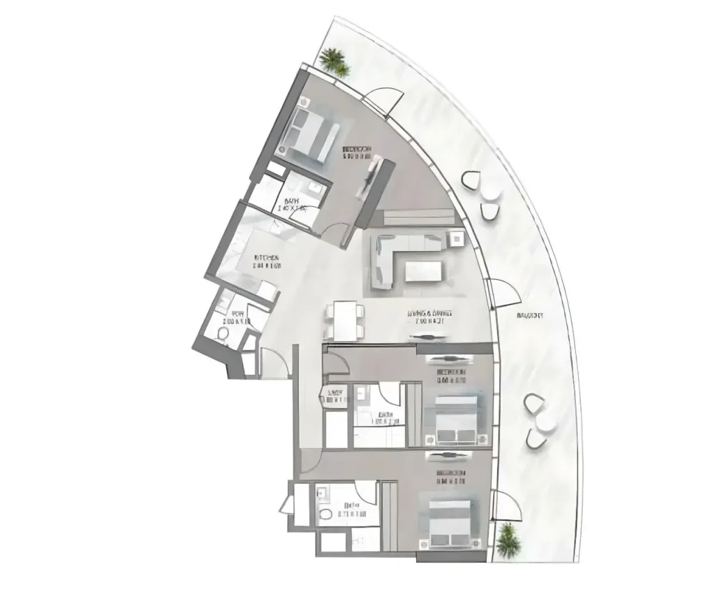 hj real estates offplan damac altitude de grisogono tower floor plan 3br