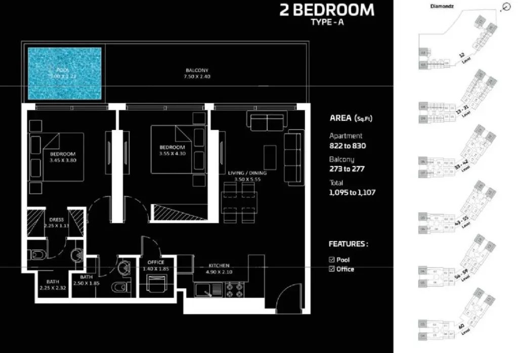 hj real estates diamondz by danube floor plan 2br
