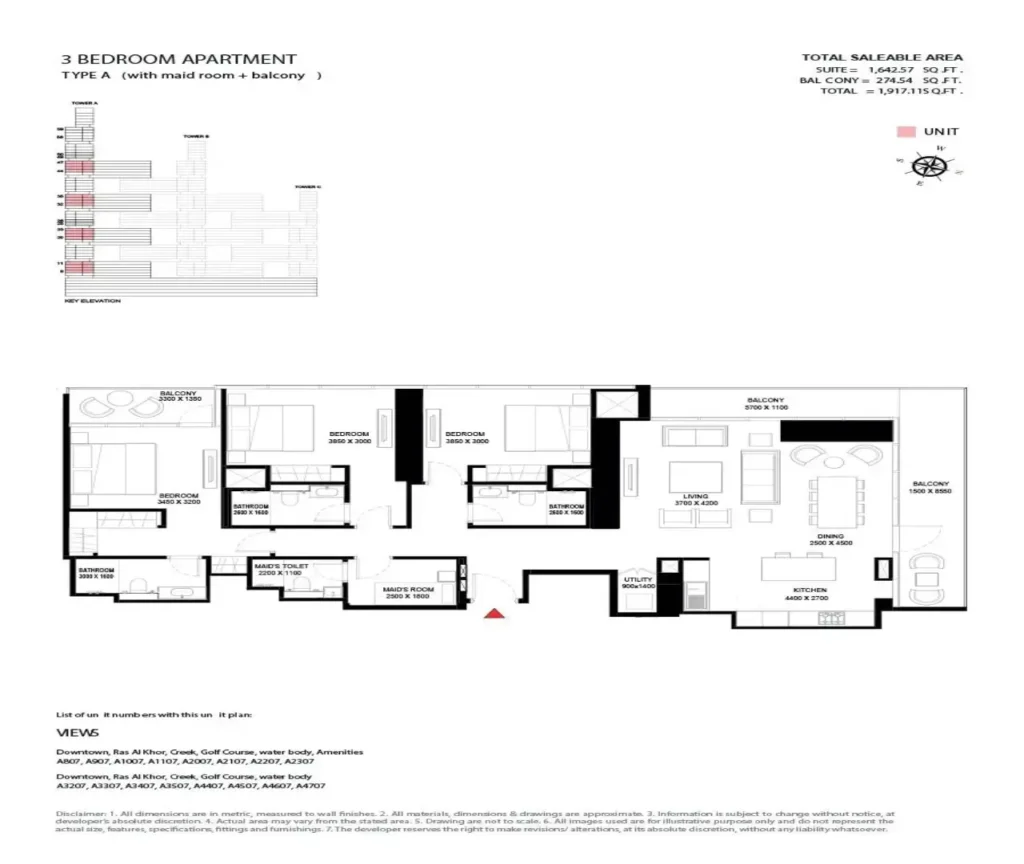 hj real estates sobha one floor plan 3br